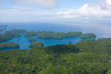 Palau islands view from above on a sunny autumn day