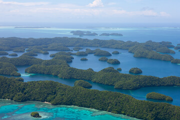 Palau islands view from above on a sunny autumn day