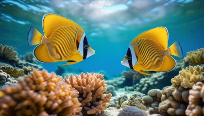 Obraz premium Angels butter fish Capturing the Playful Spirit of Butterfly Fish