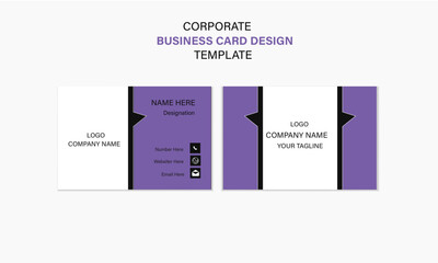 Creative simple purple and black business card design. Double sided business card template design