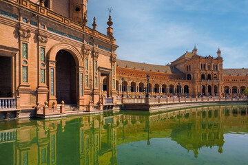 Seville - a city in southern Spain, the capital of the Andalusia region, in the photo a fragment of the Spanish Square