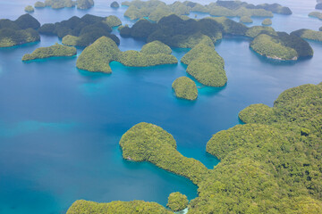 Palau islands view from above on a sunny autumn day