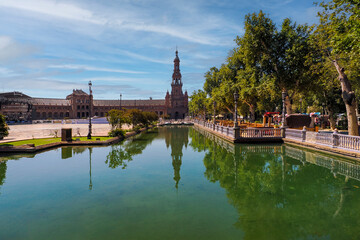 Seville - a city in southern Spain, the capital of the Andalusia region, in the photo a fragment of the Spanish Square