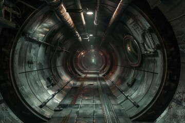 Obraz premium Industrial Tunnel with Grunge and Rust.