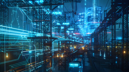 Electrical nodes and connections, futuristic energy management