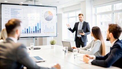 High-Tech Business Presentation Overlay with Graphical Elements
