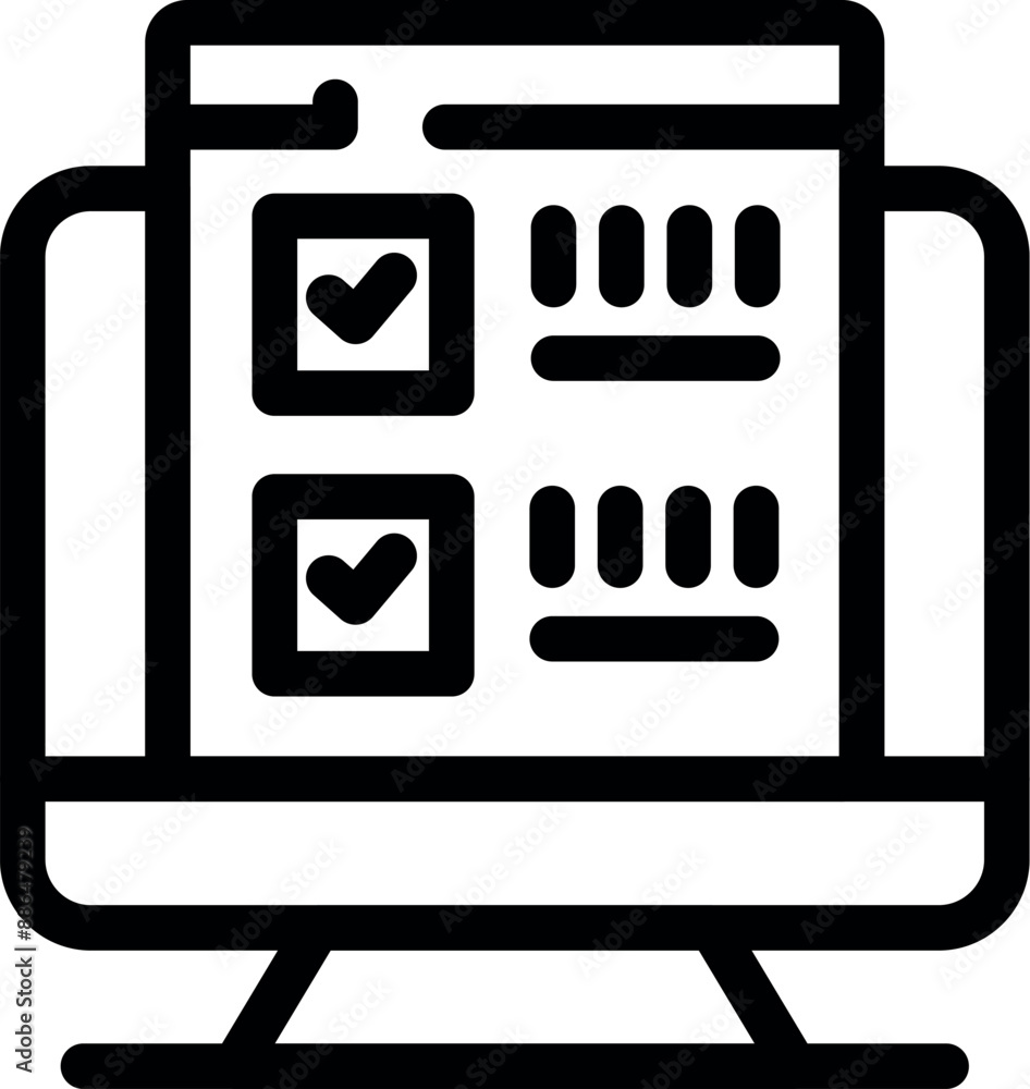 Poster Desktop computer displaying a survey form with check marks, representing online feedback and data collection