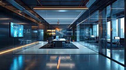 Sleek and High Tech Office Space Enabling Seamless Digital Communication and Networking