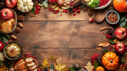 thanksgiving dinner, festive thanksgiving table featuring tasty food and decorations, with a welcoming card design that leaves room for your message