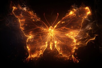 Glowing Butterfly in the Darkness