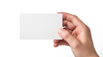 Blank White Card Held in a Hand