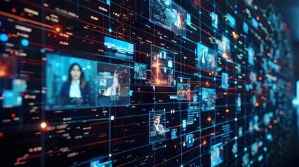 Obraz premium Futuristic Digital Platform for Global Business Teams Real Time Communication and Data Exchange