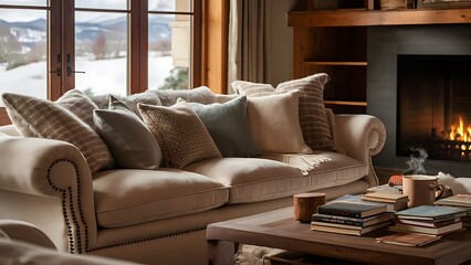 Fototapeta premium Cozy living room with sofa