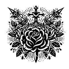 Fototapeta premium black flower tattoo design