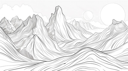 Hand-Drawn Mountain Line Art Illustration: Abstract"
"Abstract Hand-Drawn Mountain Line Art Illustration"