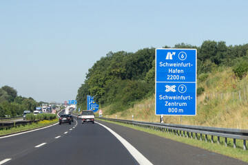 Autobahn A70, Ausfahrt/Kreuz Schweinfurt,  in Richtung Würzburg