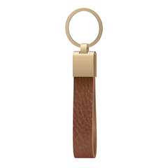 Brown leather keychain with gold ring and clasp