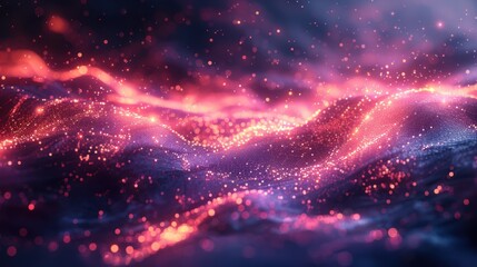 Fototapeta premium Abstract Glittering Waves with Red and Pink Tones