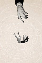 Vertical photo collage of fallen screaming girl receive dismissal business problem reprimand work...