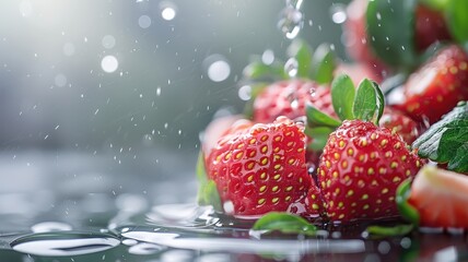 A macro photograph of a sliced strawberry dripping with sweet nectar.