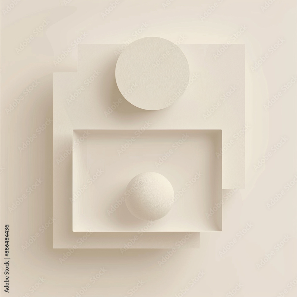 Poster abstract minimalistic background with two square shelves in the center