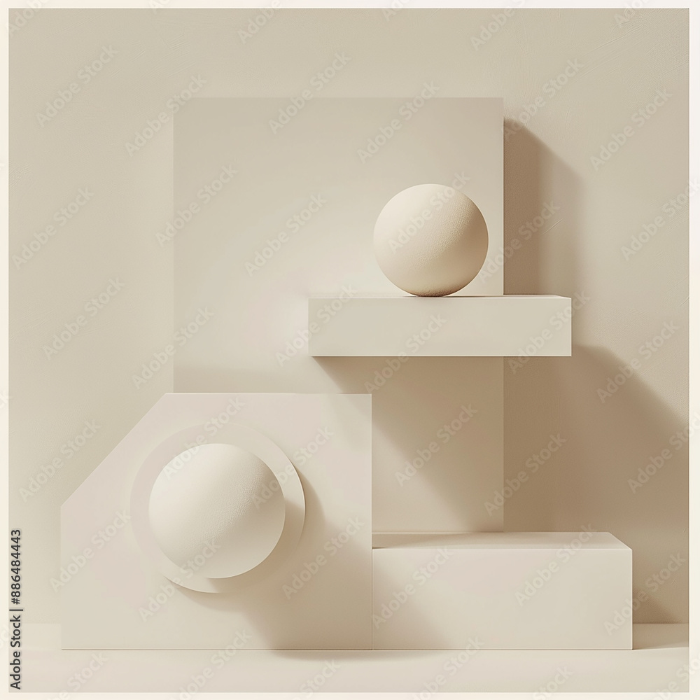 Poster abstract minimalistic background with two square shelves in the center