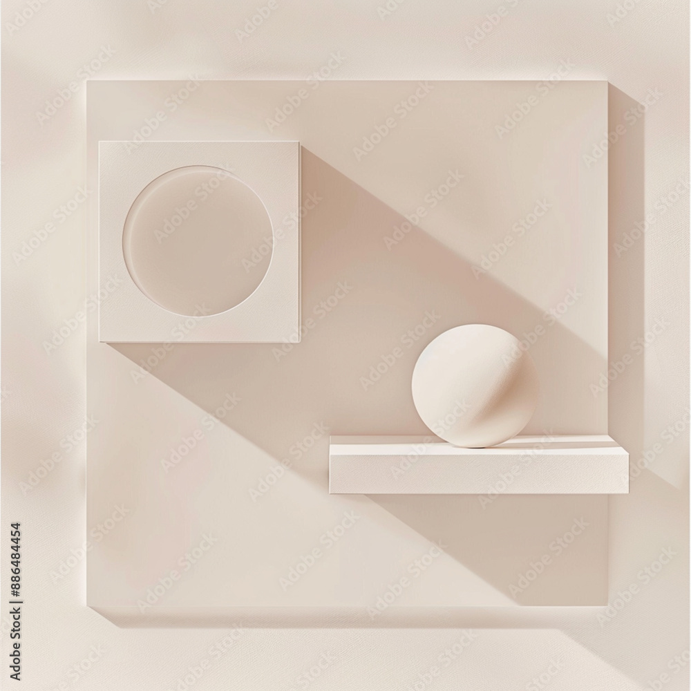 Poster Abstract minimalistic background with two square shelves in the center