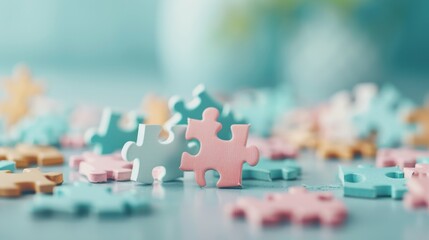 A symbolic image of puzzle pieces fitting together, representing the synergy and collaboration essential for business growth and advancement, with blank space for personalized content.