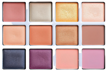 Shimmering Eye Shadow Palette With Warm and Cool Tones for Everyday Glamour on a White or Clear Surface PNG Transparent Background