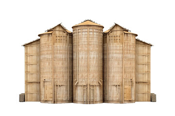 A Straw-Thatched Grain Silo Standing Tall Against a White Sky on a White or Clear Surface PNG Transparent Background