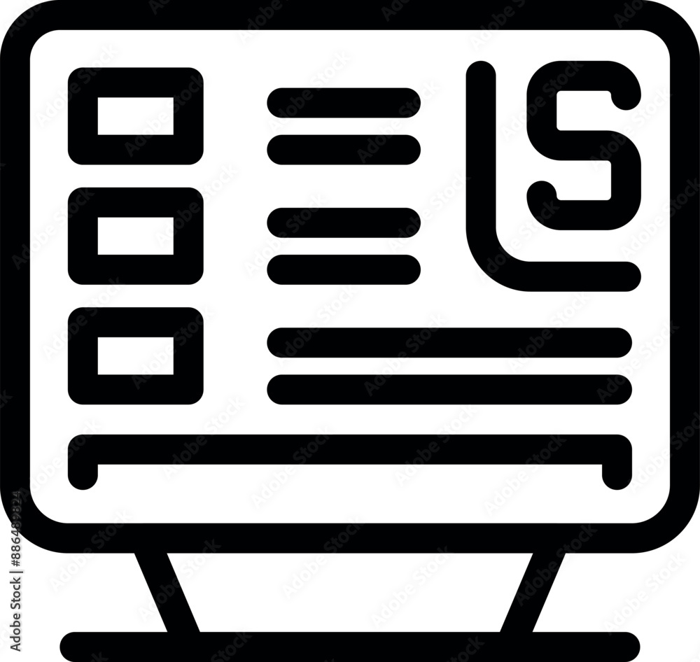 Poster computer monitor is displaying a landing page with various buttons and links, suggesting online shop
