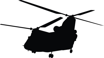 Helicopter silhouette full length illustration © Budypiasa