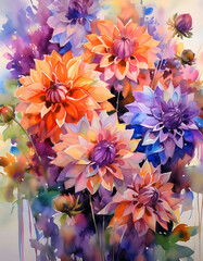 Fototapeta premium bouquet of colorful dahlia flowers