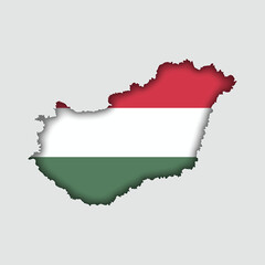 HUNGARY Map with flag in body