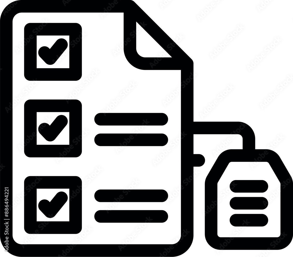 Aufkleber simple icon of a checklist connected to a sim card representing online or mobile survey