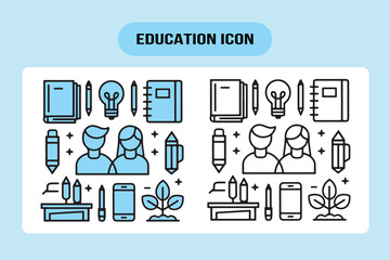 Education and Learning  line icon collection, Education set of web icon, Vector illustration, Education icon