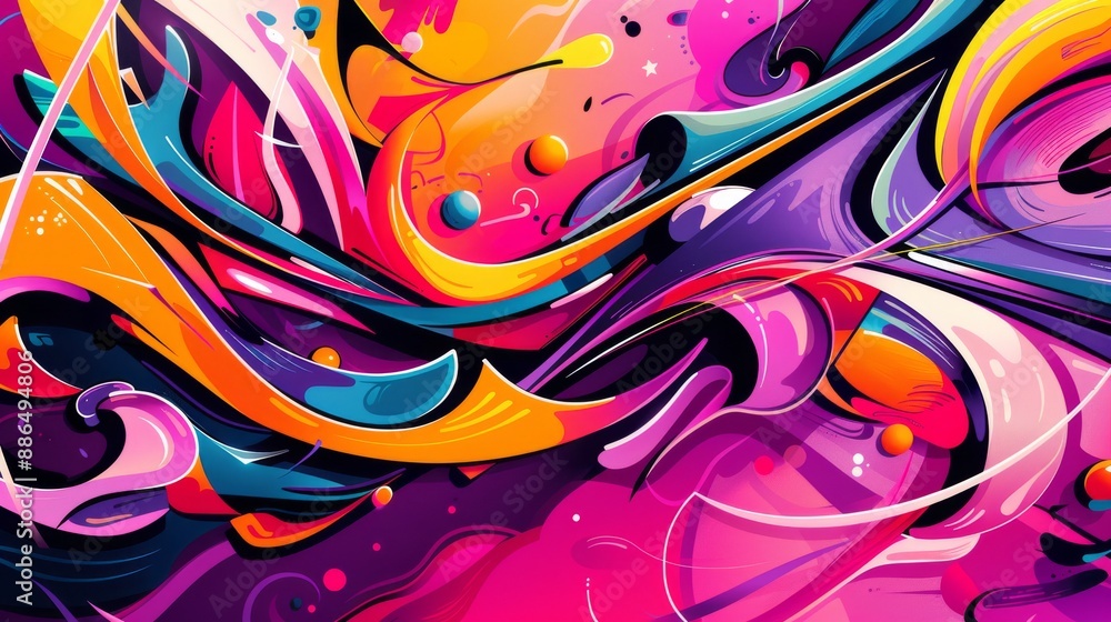 Poster a graffiti-style seamless pattern background featuring vibrant splashes of color and vibrant splashe