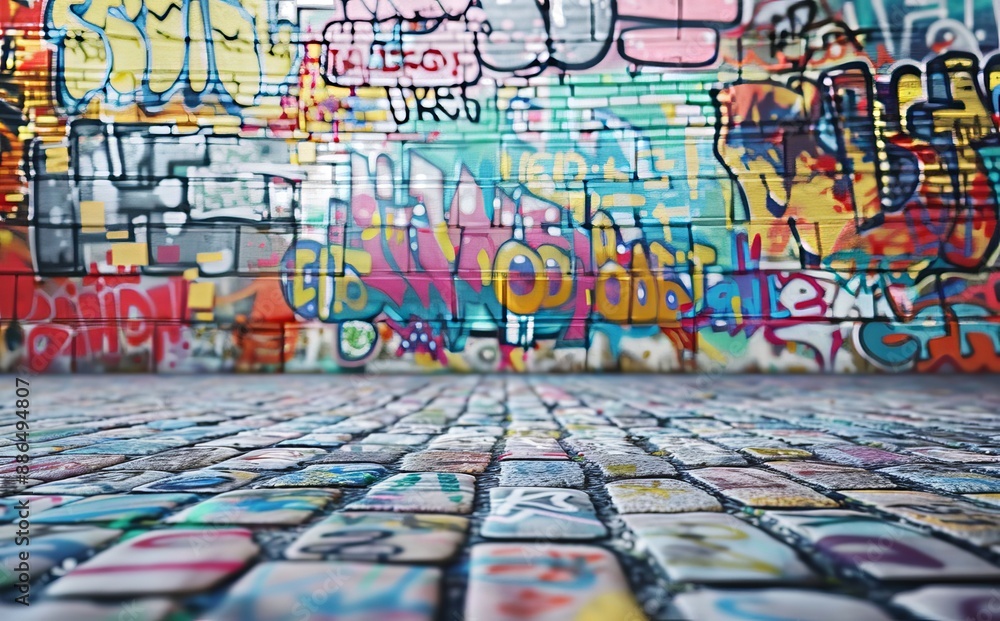 Poster backdrop for generative ai graffiti. a colourful urban backdrop.