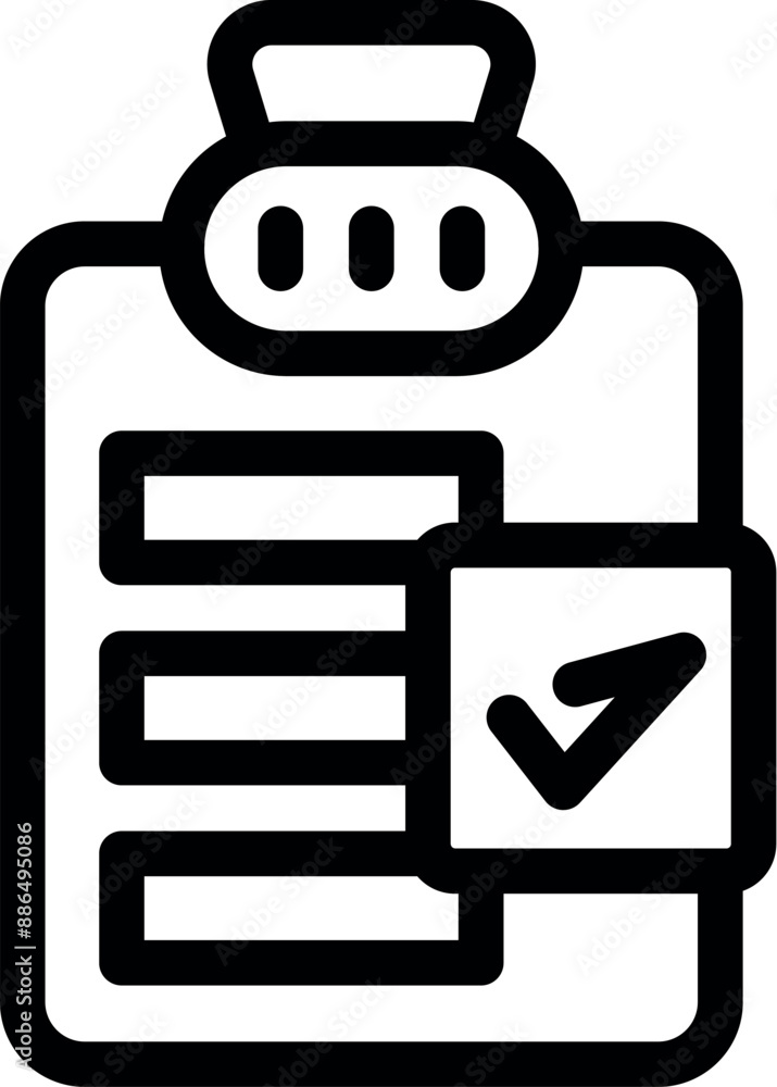Poster simple icon of a clipboard showing a task list with a check mark indicating completion