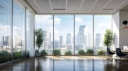 Office building glass and city skyline, indoors, room, modern office, city view, window glass	