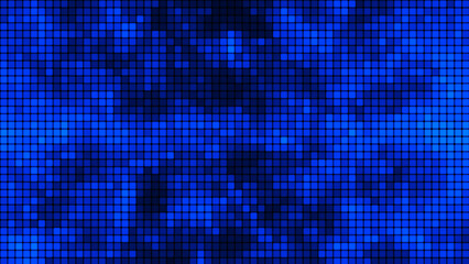 Abstract background of multi-colored squares. Background of blue squares of computer mosaic. Bright pixel background. Simple abstract graphic gradient background. 3D rendering.