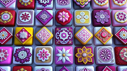 Ethnic Floral Pattern with Vintage Mandala Element