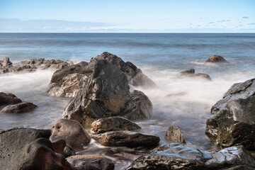 Long exposure seascape in the coast of Arucas. Gran Canaria. Canary islands. spain