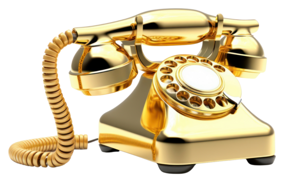 PNG  Phone gold white background rotary phone.