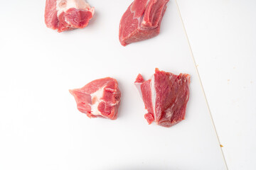 Raw mutton fillet isolated, lamb meat pieces, tenderloin or mutton sirloin meat. Fresh sheep fillet