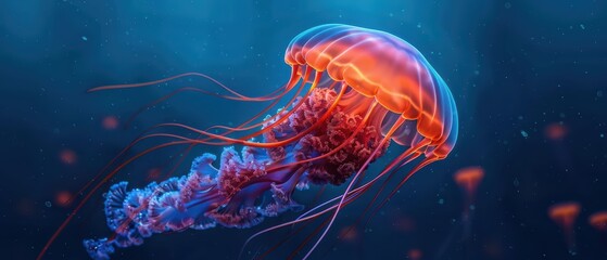 Obraz premium A jellyfish adorned with a magicians hat and cape performing tricks on a stage