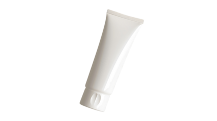 Blank white mockup template plastic tube of cosmetic product beauty cream isolated on transparent background, moisturizer packaging or body lotion container, health care, face gel bottle, branding.