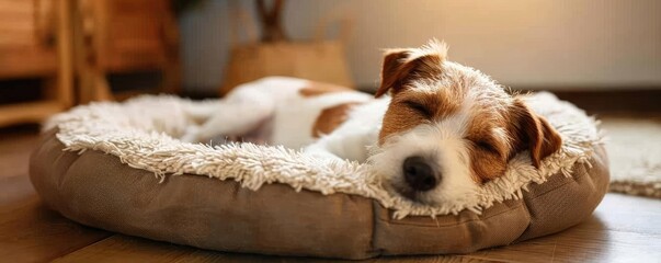 Dog relaxing on a pet bed, showcasing comfort and rest