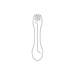 Camping spoon and fork Combination 2 in 1 outline icon, Vector illustration