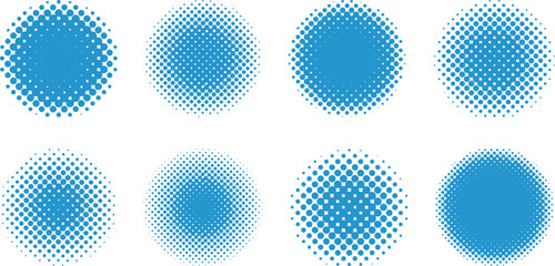 ドット・ハーフトーンの円セット　ベクター　コレクションAbstract dot circle, circle halftone geometric dot gradient